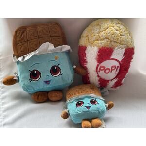 12" and 7" Shopkins Character Cheeky Chocolate Plush Candy Bar & Plush Popcorn